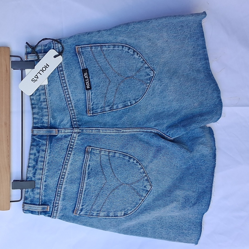 ROLLA'S 90's Relaxed Mid Rise Denim Shorts 26 River Blue - Picture 4 of 7